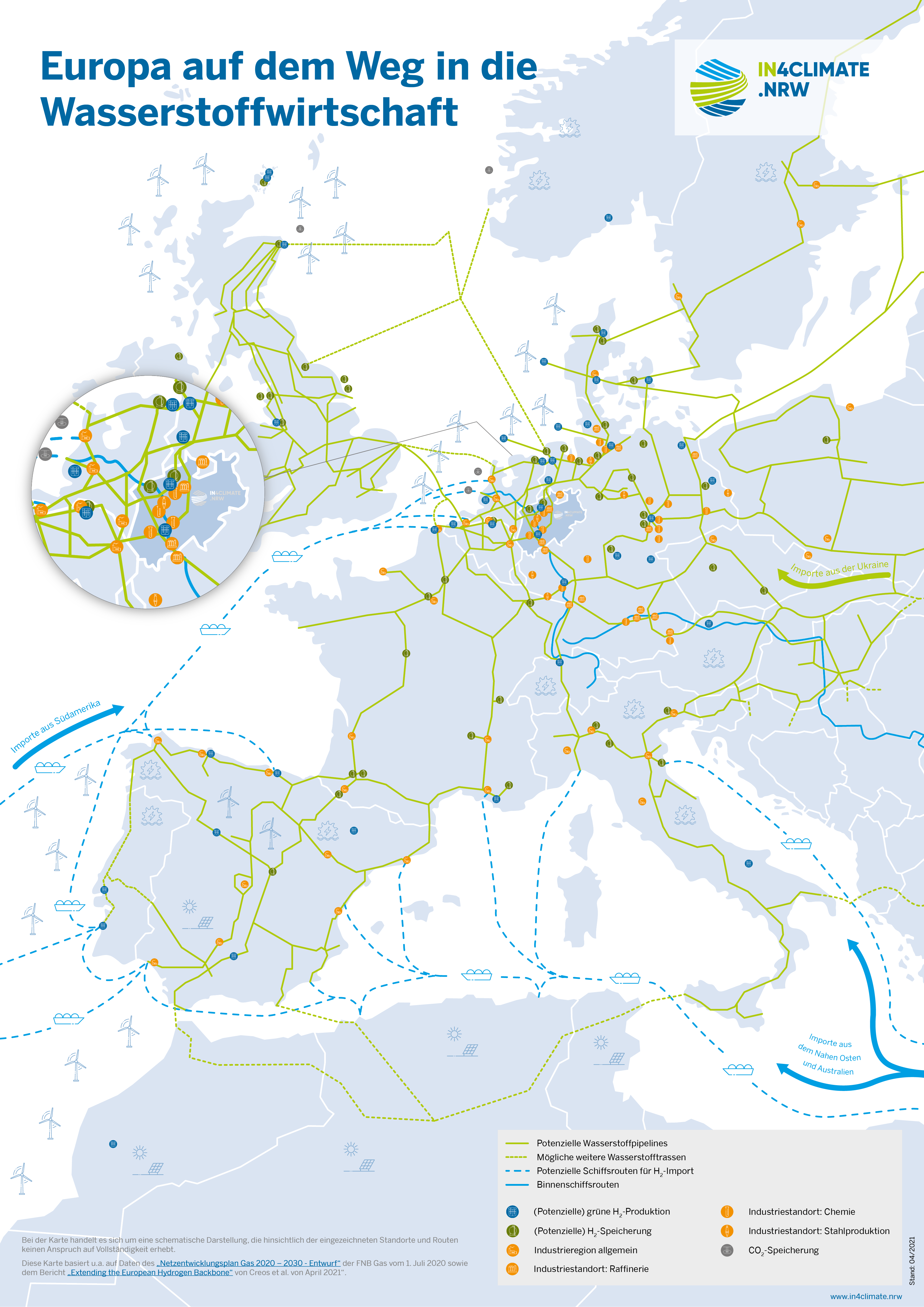 Grafik: Wasserstoff Infrastrukturkarte Europa