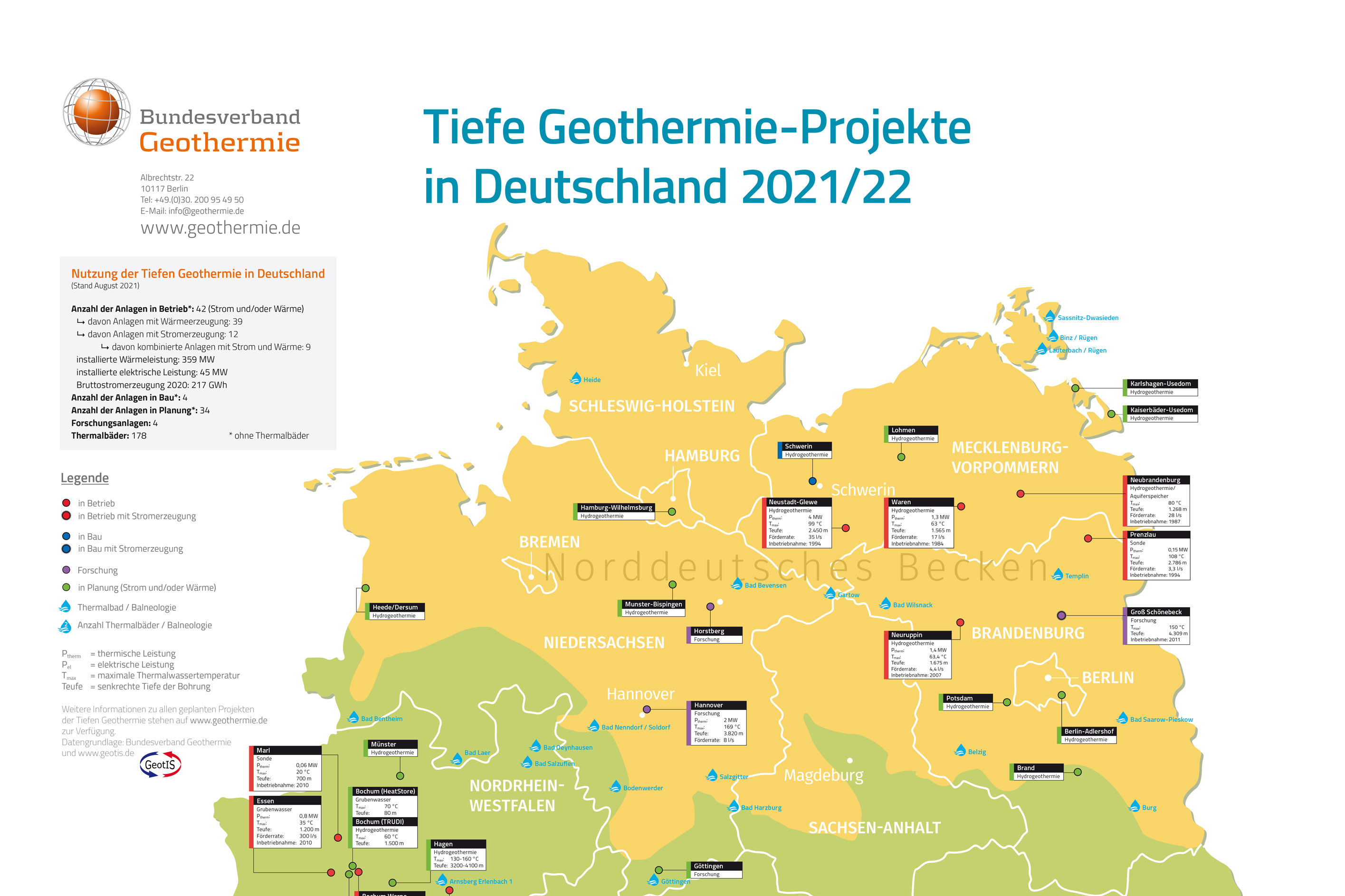 Tiefe Geothermie-Projekte in Deutschland 2021/22