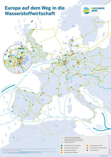 Grafik: Wasserstoff Infrastrukturkarte Europa